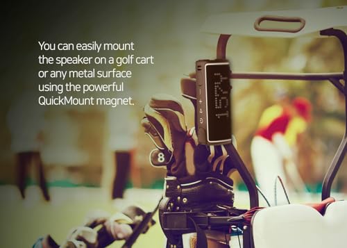 GOLFBUDDY VOICE XL Magnetic Golf GPS Speaker - Distances Visible, Rich Sound with 20W Woofer & 10W Tweeter, Clip-on Remote Controller, Attachable to Golf Cart, 10 Hours Battery Life, IPX6 Waterproof