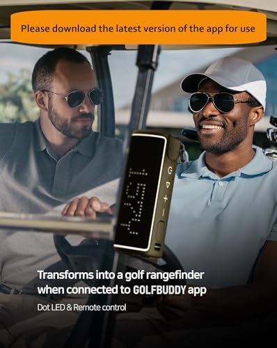 GOLFBUDDY VOICE XL Magnetic Golf GPS Speaker - Distances Visible, Rich Sound with 20W Woofer & 10W Tweeter, Clip-on Remote Controller, Attachable to Golf Cart, 10 Hours Battery Life, IPX6 Waterproof