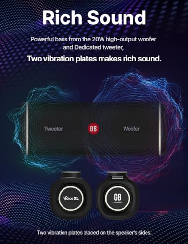 GOLFBUDDY VOICE XL Magnetic Golf GPS Speaker - Distances Visible, Rich Sound with 20W Woofer & 10W Tweeter, Clip-on Remote Controller, Attachable to Golf Cart, 10 Hours Battery Life, IPX6 Waterproof