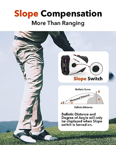 REDTIGER Golf Rangefinder with Slope, 1200 Yards Laser Range Finder Golfing, 7X Magnification, Flag Pole Locking Vibration, Rechargeable Range Finders with Magnet Stripe